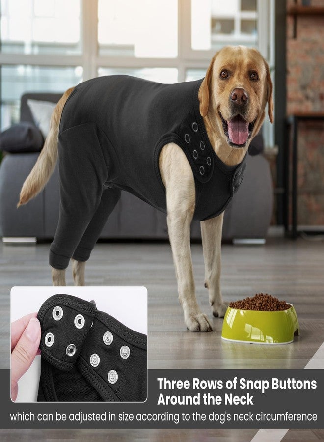 IDOMIK Dog Recovery Suit,Thigh Wound Protective Sleeve for Dogs,Anti Licking Dog Rear Leg Sleeve,Male Female Dog Surgical Clothes,Dog Surgical Suit with Pants Cover,Cone Collar Alternative,Black,XL - Image 2